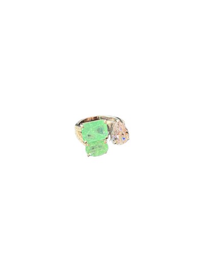 Foto Anel Quadrado oval turmalina gota zircônia Prata 925 Ródio