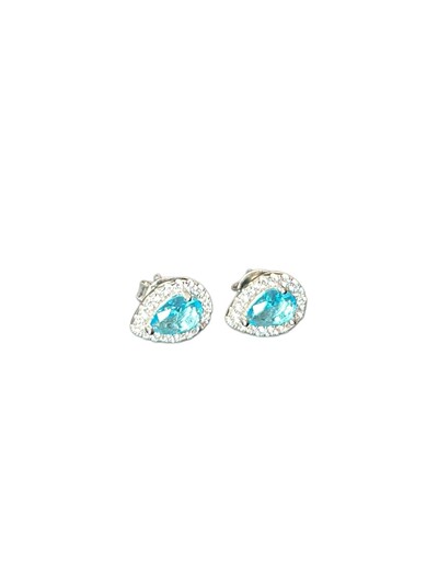 Foto Brinco gota topázio azul Prata 925 Ródio