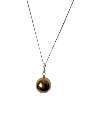 Foto Colar Bola Prata 925 Ródio e Ouro 18K