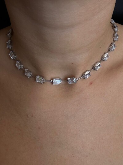 FotoColar Chocker Zircônia Prata 925 Ródio