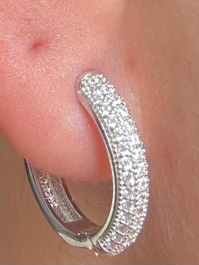 FotoBrinco Argola zircônia fino G Prata 925 Ródio
