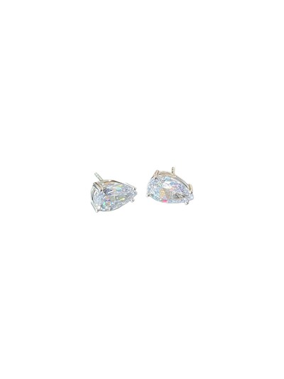 Foto Brinco Ponto Gota zircônia G Prata 925 Ródio