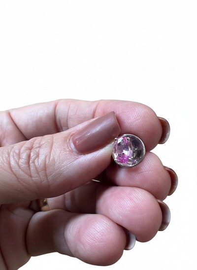 FotoBrinco Oval topázio rosa 7 mm Prata 925 Ródio