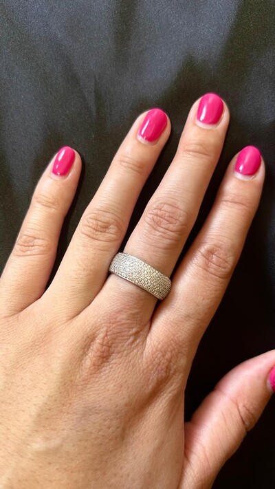 FotoAnel aliança inteira 7 fileiras cravejada zircônia Prata 925 Ródio