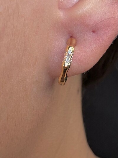 FotoBrinco argola aberto osso zircônia P Prata 925 Ouro 18 k