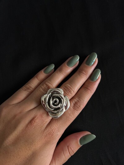 FotoAnel Flor Eletro forma Bali em Prata 925 Lisa