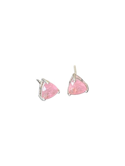 Foto Brinco Triângulo quartzo rosa fusion Prata 925 Ródio