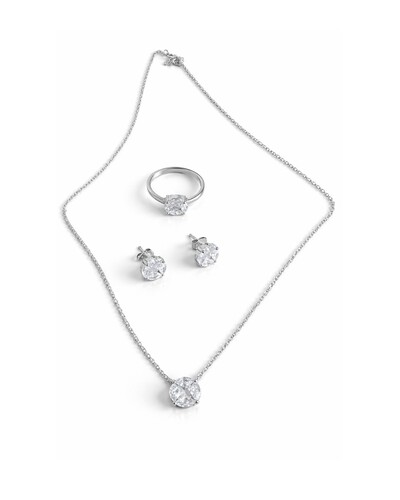 Foto Conjunto Brinco Anel Colar illusion 8 mm Prata 925 Ródio