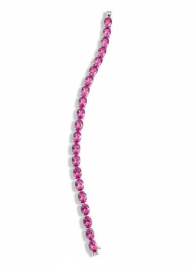 Foto Pulseira Riviera oval topázio rosa 17 cm Prata 925 Ródio
