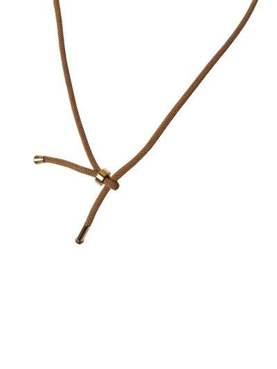 Foto Colar Fio Bege Ponteira Prata 925 Ouro 18k