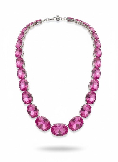 Foto Colar Riviera Topázio Rosa 42 cm degradê Prata 925 Ródio