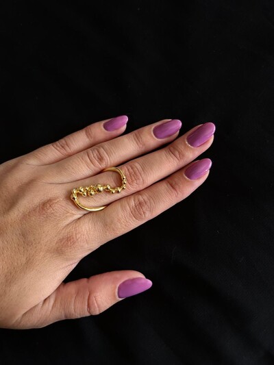 FotoAnel Bolinhas irregulares Prata 925 Ouro 18 k