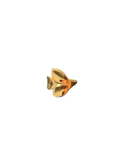 Foto Anel Flor 3 pétalas liso zircônia borda Prata 925 Ródio