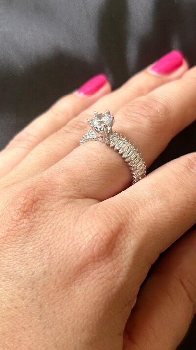 FotoAnel Solitário Aro Baguete zircônia Prata 925 Ródio