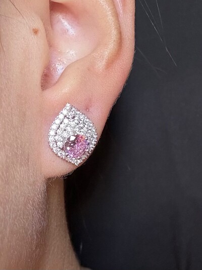 FotoBrinco Gota Topázio Rosa Zircônia Prata 925 Ródio