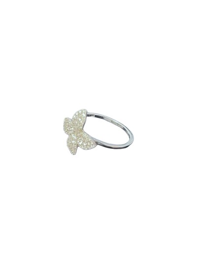 Foto Anel flor Zircônia quatro pétalas M Prata 925 Ródio