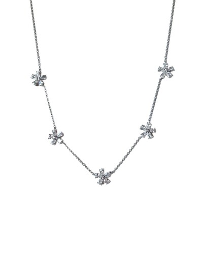 Foto Colar 5 flores zircônia branca Prata 925 Ródio