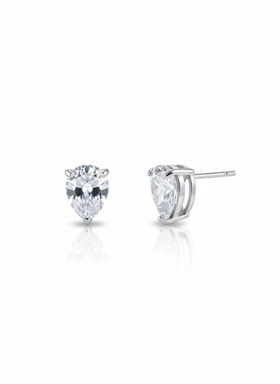 Foto Brinco Gota zircônia 10 mm Prata 925 Ródio