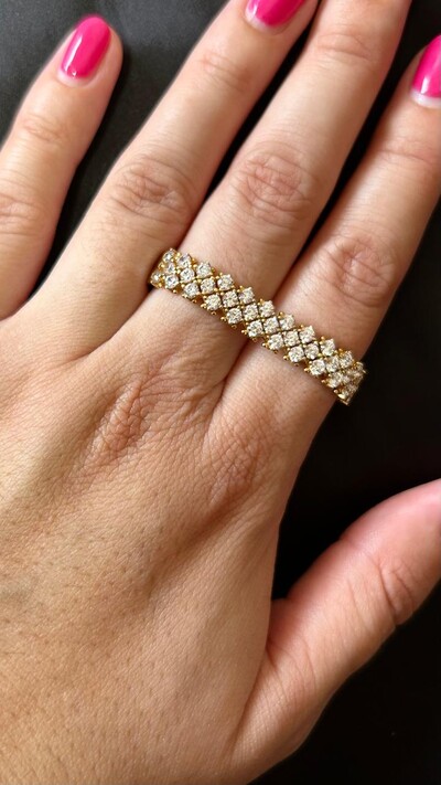 FotoAnel dois dedos zircônia Prata 925 Ouro 18 k