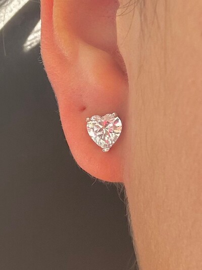 FotoBrinco Ponto coração zircônia G Prata 925 Ródio