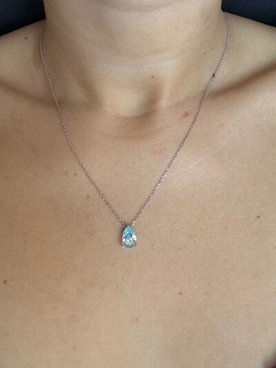 FotoColar gota topázio azul Prata 925 Ródio