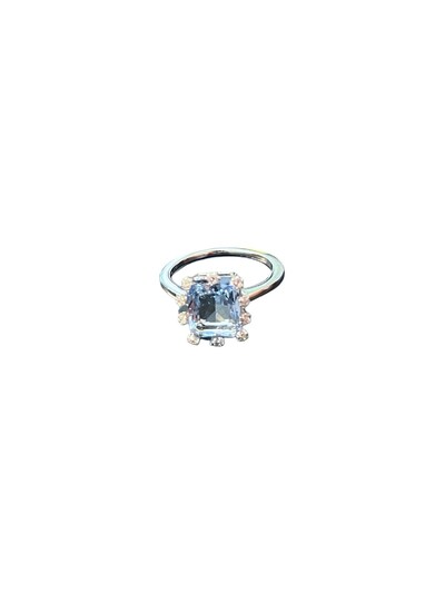 Foto Anel Quadrado cristal azul Prata 925 Ródio