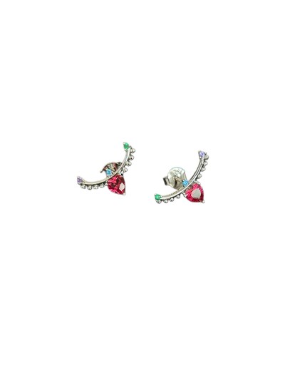 Foto Brinco Eaurcuff Cristal Vemelho Zircônia Prata 925 Ródio