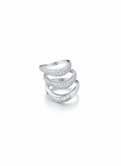 Foto Anel 3 em 1 micro cravação e baguete Prata 925 Ródio