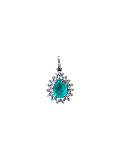Foto Pingente Gota 3 cm turmalina fusion e zircônia Prata 925 Ródio