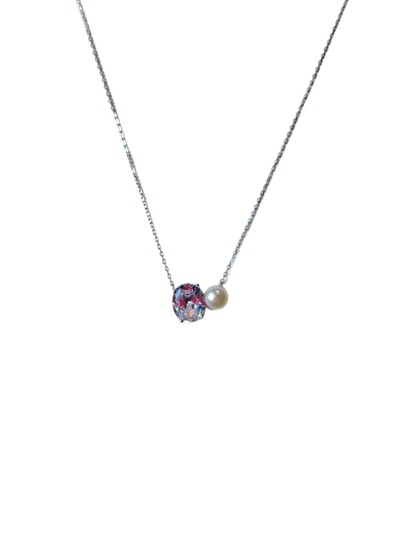 Foto Colar Pérola e zircônia Oval Prata 925 Ródio