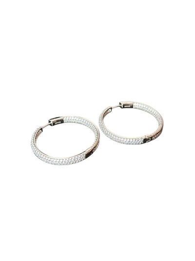 Foto Brinco Argola Zircônia G Prata 925 Ródio