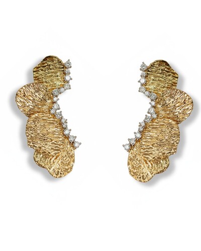 Foto Brinco Ear Cuff martelado zircônia Prata 925 Ouro 18 k