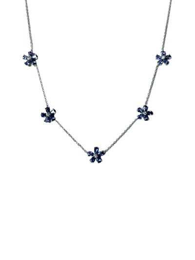 Foto Colar 5 flores zircônia tanzanita Prata 925 Ródio