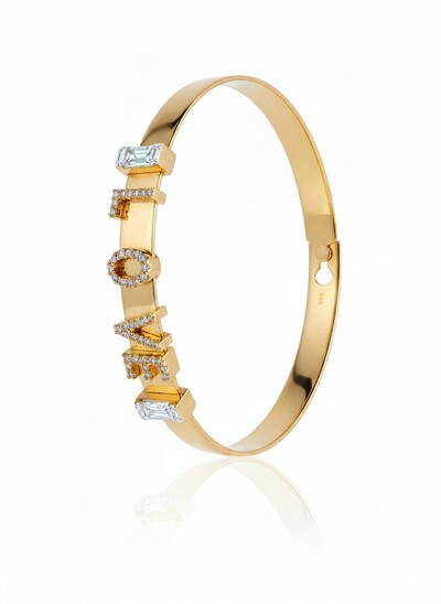 Foto Pulseira Bracelete Love zircônia Prata 925 Ouro 18 k