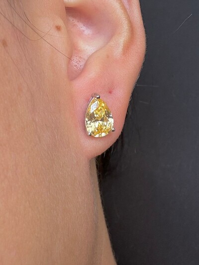 FotoBrinco gota yellow M Prata 925 Ródio