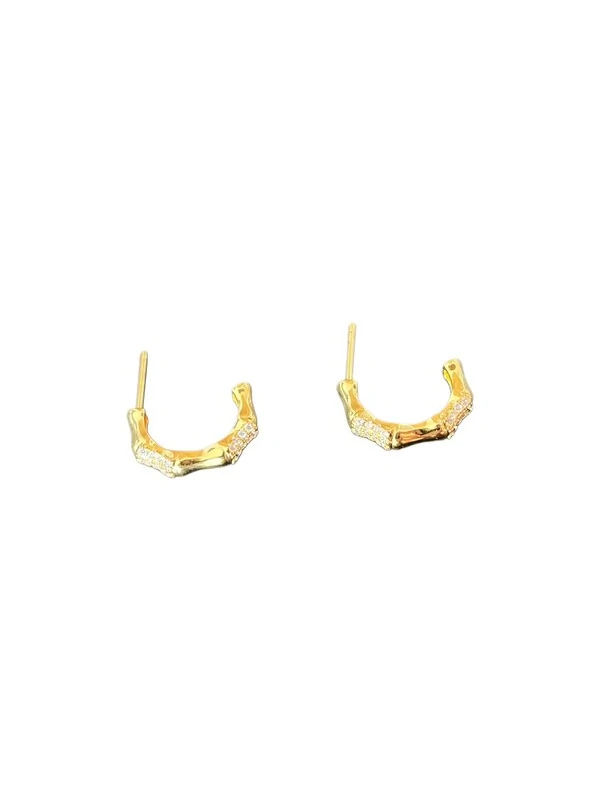 Brinco argola aberta osso zircônia M Prata 925 Ródio