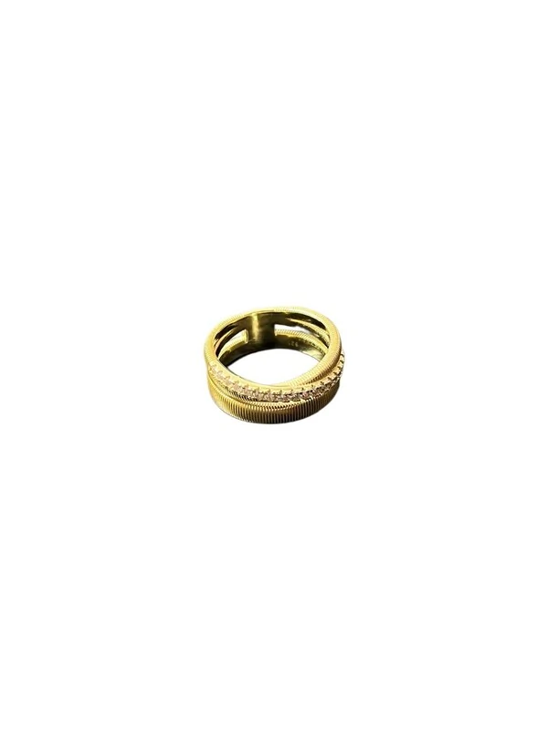 Anel Linha italiana com zircônia Prata 925 Ouro 18 k