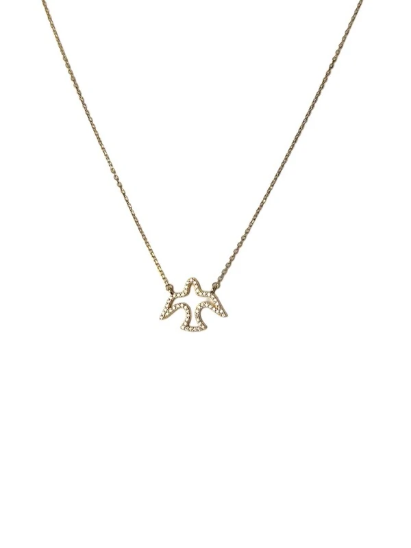 Colar Espírito Santo vazado Prata 925 Ouro 18k