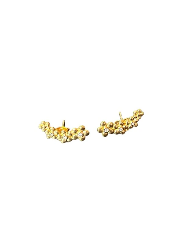 Brinco Ear cuff quatro flores Prata 925 Ouro18k