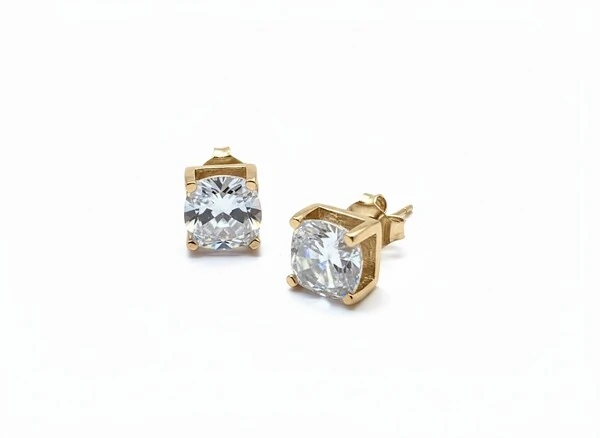 Brinco Solitário Cartier zircônia 8 mm Prata 925 Ouro 18 k