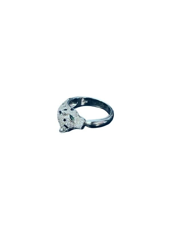 Anel Pantera Zircônia Prata 925 Ródio