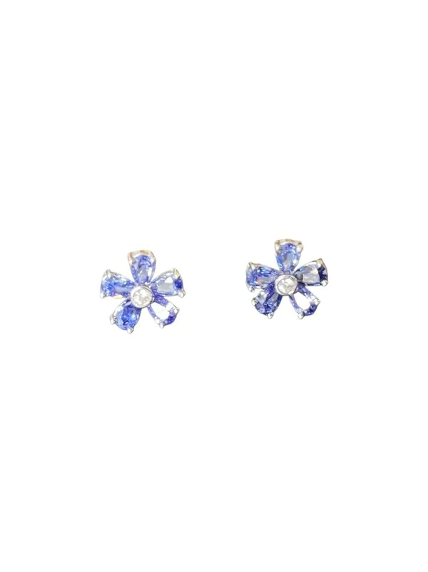 Brinco Flor M zircônia tanzanita Prata 925 Ródio