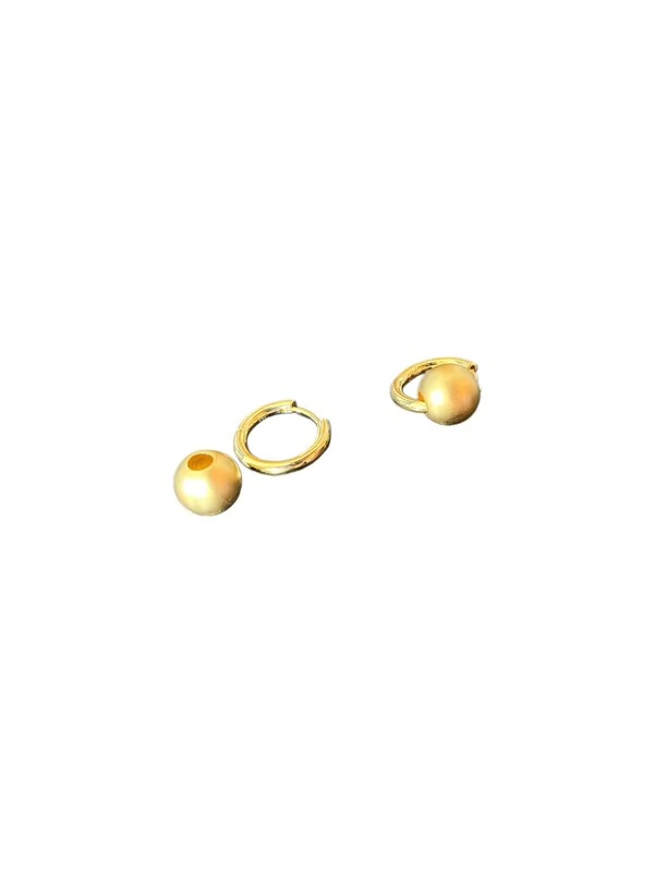 Brinco argola e bola escovado Prata 925 Ouro 18 k