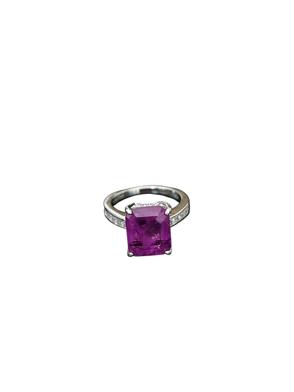 Anel Ametista Zircônia Quadrado Fusion Prata 925 Ródio