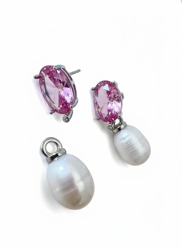 Pingente Brinco pérola barroca Prata 925 Ródio