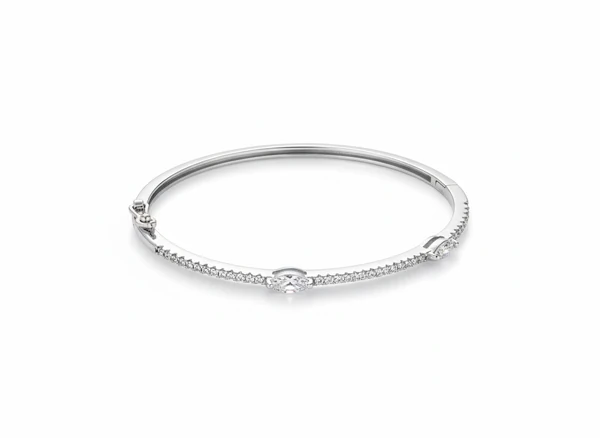 Pulseira Bracelete zircônia e baguete Prata 925 Ródio