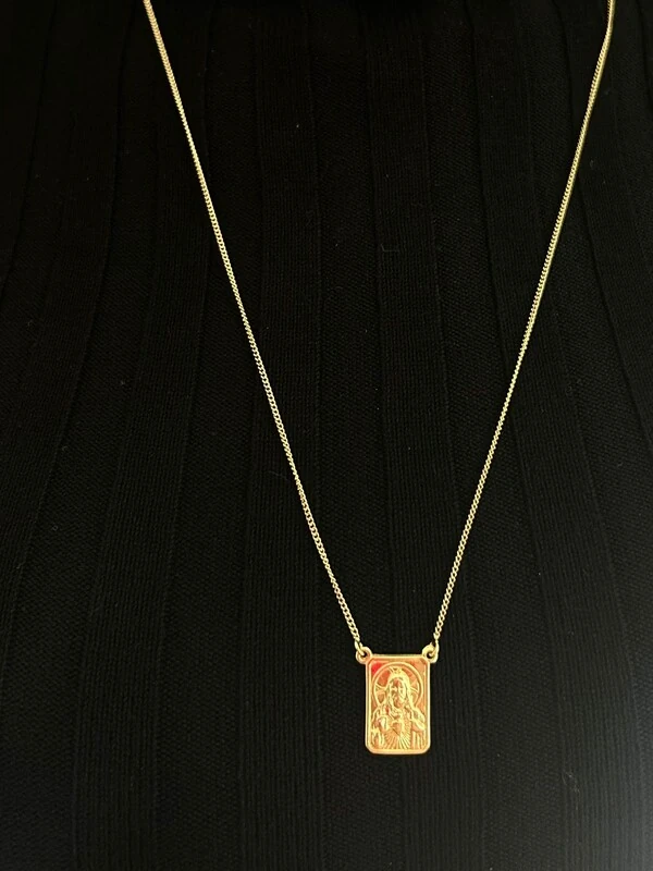 Colar Escapulário Prata 925 Ouro 18 k