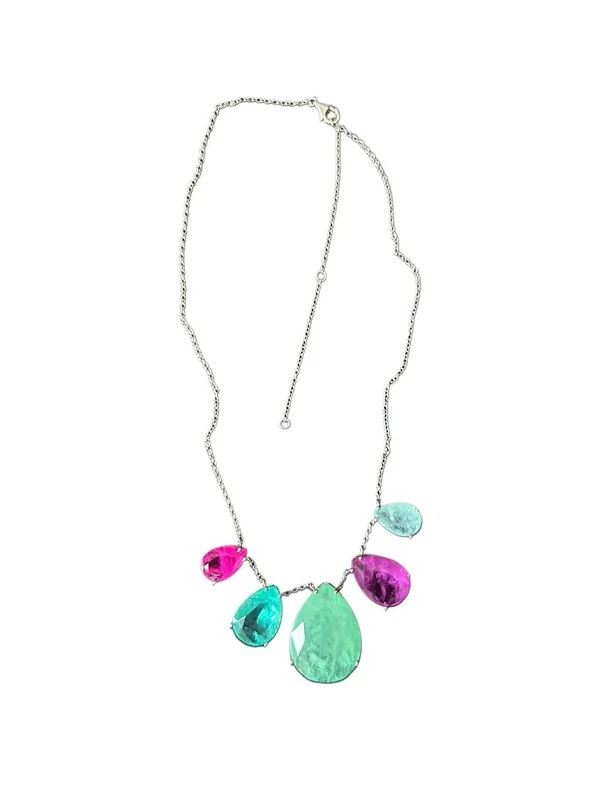 Colar Gota Turmalina Fusion Colors G Prata 925 Ródio