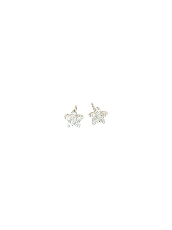 Brinco Flor zircônia P Prata 925 Ródio