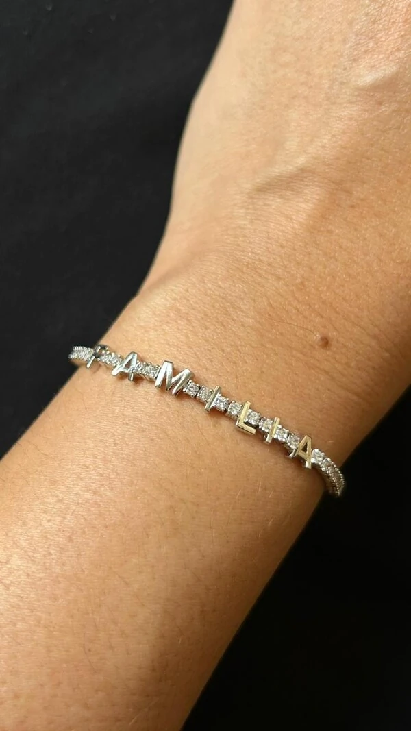 Pulseira Riviera Família zircônia 17 cm Prata 925 Ródio